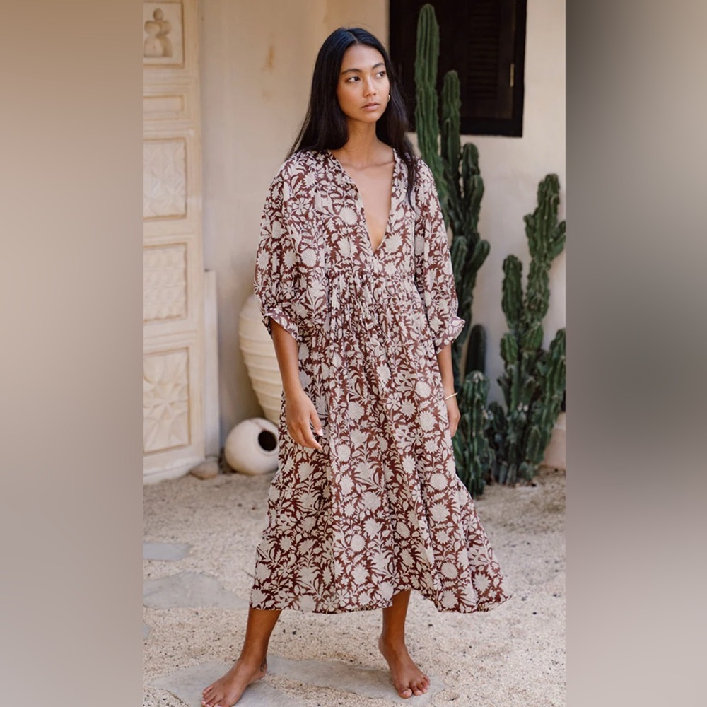 Daughters of india Kyra midi dress, Wine, XS
